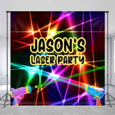 Aperturee - Aperturee Custom Name Colorful Laser Party Birthday Backdrop